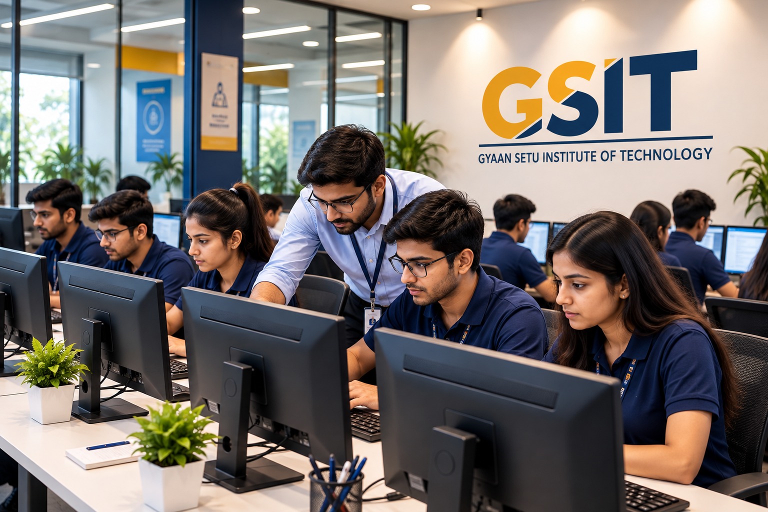 Students practising in the GSIT computer lab