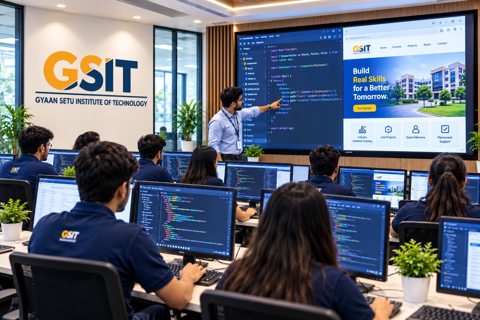 Students during on-the-job training